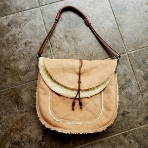 Tan Shearling Shoulder Bag